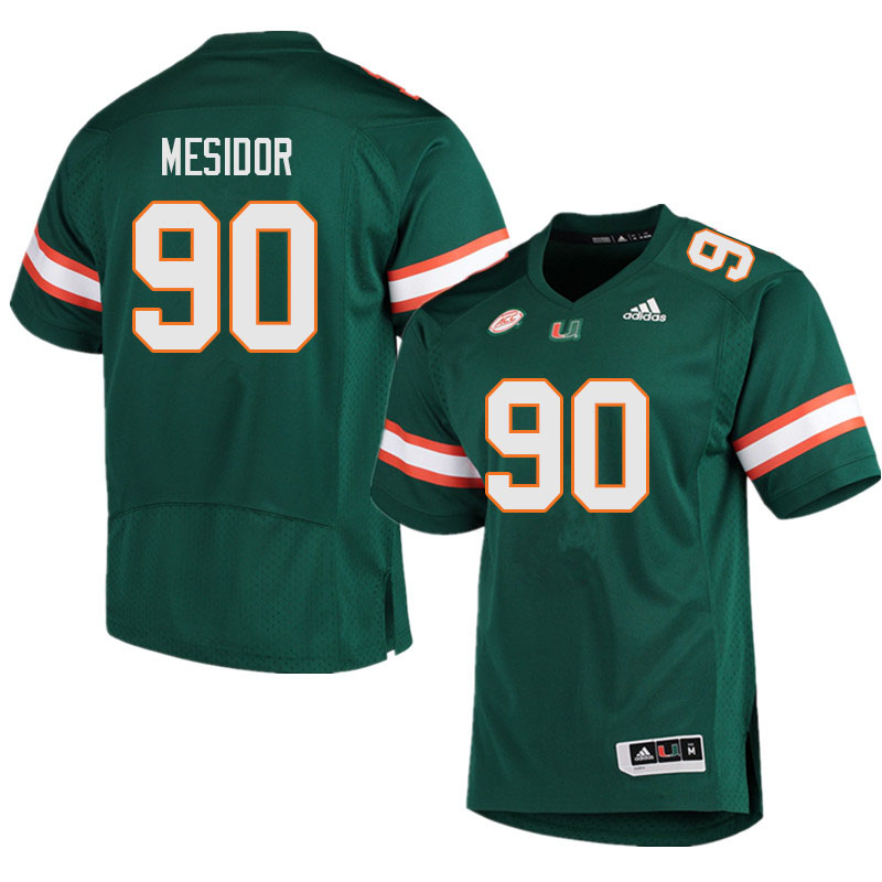 Men #90 Akheem Mesidor Miami Hurricanes College Football Jerseys Sale-Green